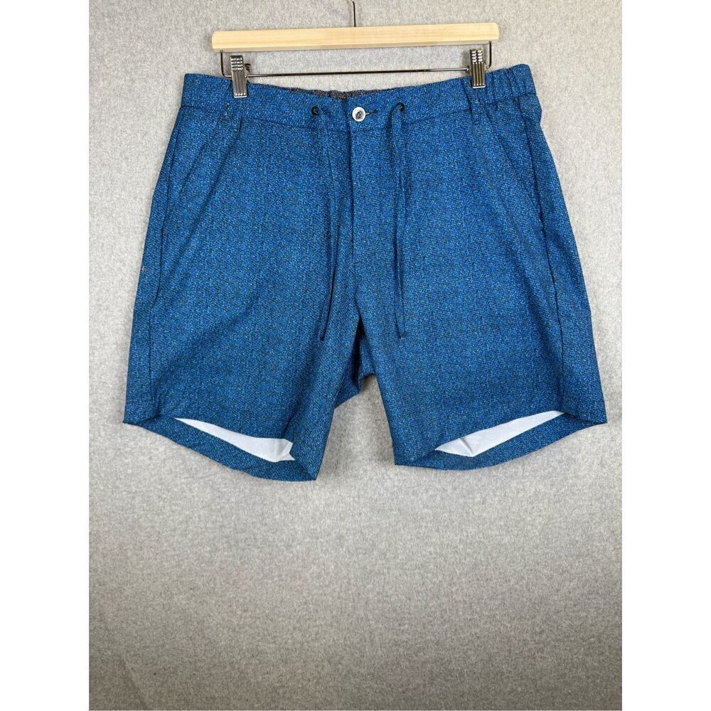 Robert Graham Mens Size 36 Drawstring Waist Chino Shorts Blue Speckle Pockets